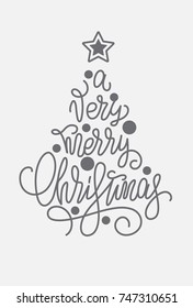 Lettering "Merry Christmas" in the form of xmas tree