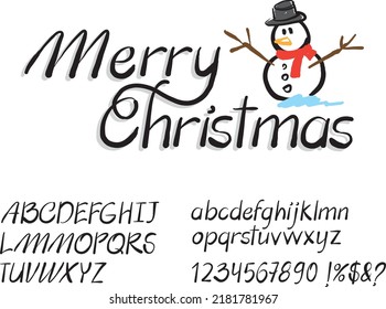lettering merry christmas handwritting free style vector illustration