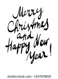 Carta Feliz Natal e Feliz Ano Novo. Isolamento de vetor sobre fundo branco. 