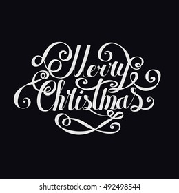Lettering "Merry Christmas and Happy New Year." Twisted Individual font. Congratulations on Christmas and New Year. Retro.  black.