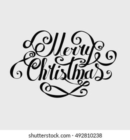 Lettering "Merry Christmas and Happy New Year." Twisted Individual font. Congratulations on Christmas and New Year. Retro