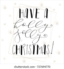 Lettering with Merry Christmas. Phrase for holiday invitations and greetings. Hand drawn design for your holiday cards.