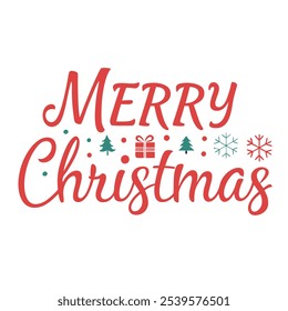 lettering merry christmas and same elements