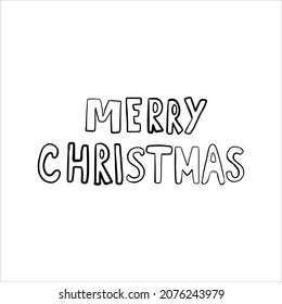 lettering Merry Christmas. Vector doodle illustration. Hand lettering
