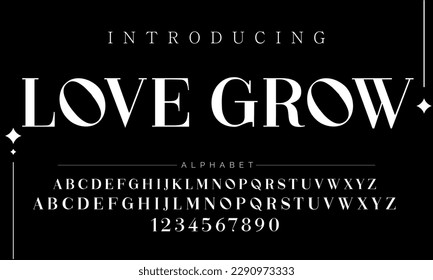 Lettering Minimalist Fashion. Elegant alphabet letters serif font and number. Typography fonts regular uppercase, lowercase.