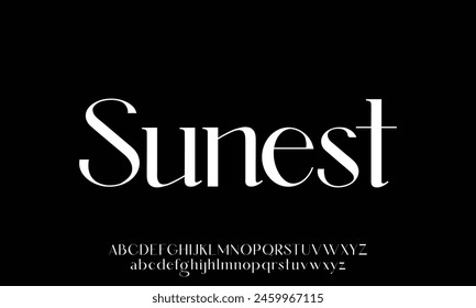 Letras de moda minimalista. Elegantes letras del alfabeto serif fuente y número. Fuentes tipográficas mayúsculas y minúsculas regulares.