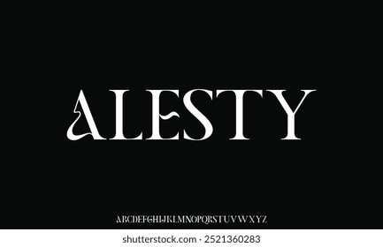Moda minimalista das letras. Letras alfabéticas elegantes fonte e número serif. Fontes tipográficas normais, maiúsculas e minúsculas.