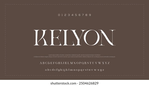 Lettering Minimalist font and number. Elegant alphabet letters serif font. Typography fonts regular uppercase . vector illustration