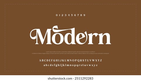 Lettering Minimalist font and number. Elegant alphabet letters serif font. Typography fonts regular uppercase.