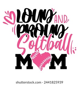 Lettering mom softball vector illustration on white background