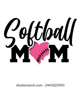 Lettering mom softball vector illustration on white background