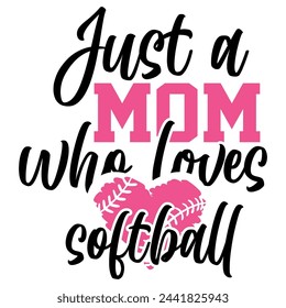 Lettering mom softball vector illustration on white background