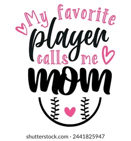 Lettering mom softball vector illustration on white background