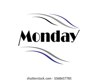 Lettering of Monday. vector brush illustration modern