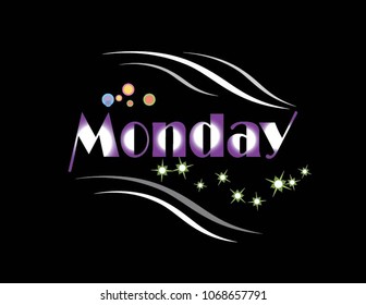 Lettering of Monday. vector brush illustration modern