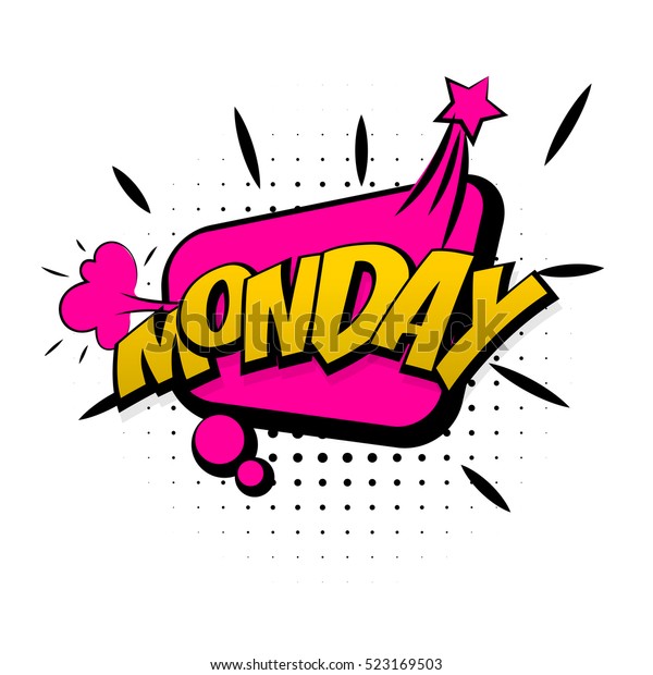 Lettering Monday Week Comic Pink Sound Stock Vector (Royalty Free ...