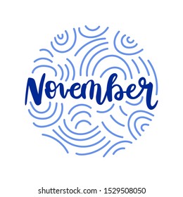 Lettering of the month of the year. November. For calendar, discounts, invitations. Vector isolated on white background. Decorative design.