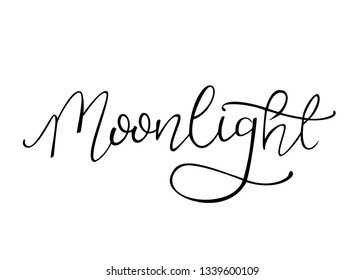 Lettering moonlight, calligraphy text. Vector, illustration, EPS10
