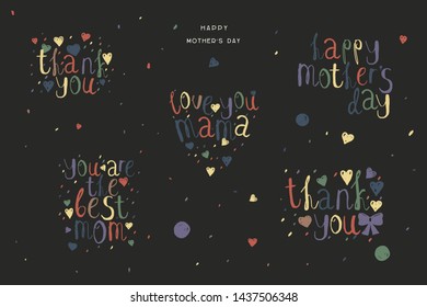 Lettering Mother's Day set, universal elements kit for design