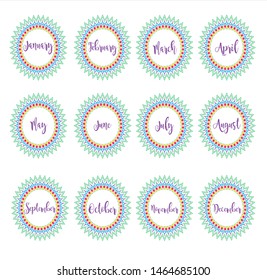 lettering of mounth with beautiful mandala vector.