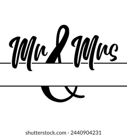 Lettering Mr. and Mrs. vector illustration on a white background