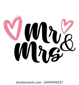 Lettering Mr. and Mrs. vector illustration on a white background