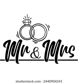 Lettering Mr. and Mrs. vector illustration on a white background