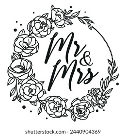 Lettering Mr. and Mrs. vector illustration on a white background