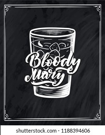 Lettering name of cocktail with glass. Template for card banner and poster for bar menu and restaurant. Vector illustration