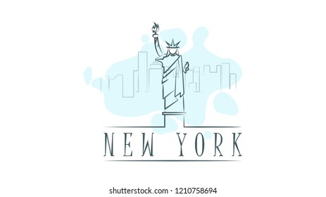 Lettering name of New york. Flat colorful illustration. Template for travel, adventure, vacation. Concept for web banners and printed materials.