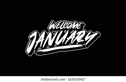 Lettering names of months: January, February, March, April, May, June, July, August, September, October, November, December, Calligraphy words for calendars and organizers Vector