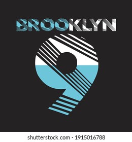 lettering number 9 brooklyn typography design grhapic print vector illustration