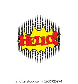 Lettering ok pow hello Text  Pop Art style.Cartoon sound effect illustration
