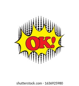 Lettering ok pow hello Text  Pop Art style.Cartoon sound effect illustration
