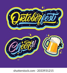 Lettering for Oktoberfest. Design template celebration. Sticker vector.