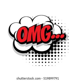 Lettering omg. Comic text sound effects pop art style vector. Sound bubble speech phrase cartoon balloon expression sounds illustration background template. Comics book balloon