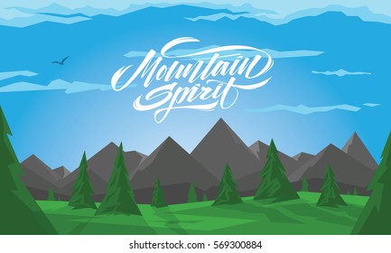 lettering on landscape background