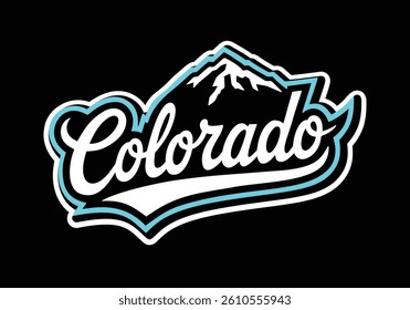 ёColorado lettering on mountains background.Vector illustration isolated background.