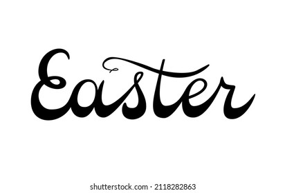 Lettering on the theme of Easter. Black vector image on a white background universal lettering for use. You can design postcards, banners for the site, social networks, booklets and other typography. 