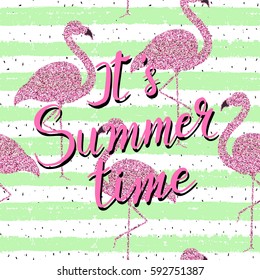 Lettering on tropic background. Vector illustration