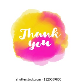 Lettering on Vector Watercolor background. Isolated on white