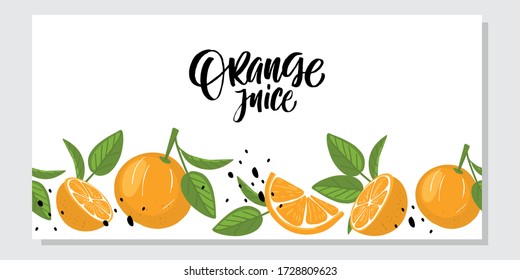 Lettering orange juice with hand-drawn oranges.