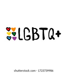 Lettering outline text in doodle style - Life,Gets,Better,Together.Hand written pride, love. Gay parade slogan. Copy space. LGBT rights symbol. Isolated. Vector hand drawn illustration.