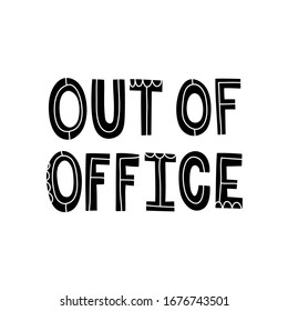 lettering outside the office , black letters, white outlines inside the letters