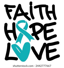 Lettering Ovarian Cancer vector illustration white background