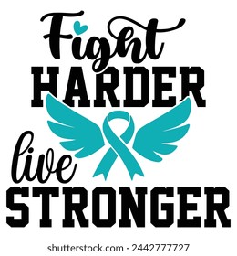 Lettering Ovarian Cancer vector illustration white background