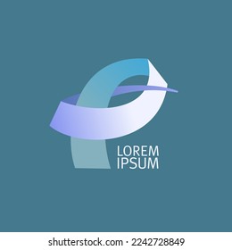 Lettering P vector logo template, P letter shaped ribbon symbol