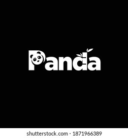 lettering Panda with bamboo silhouette