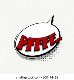 Lettering pff. Comics book balloon.  Bubble icon speech phrase. Cartoon exclusive font label tag expression. Comic text sound effects. Sounds vector illustration.