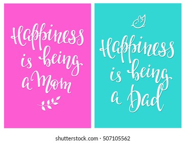 Lettering photography family overlay set. Motivational quote. cute inspiration typography. Calligraphy card poster graphic design element. Hand written sign. Baby photo album. Happiness is being a Mom